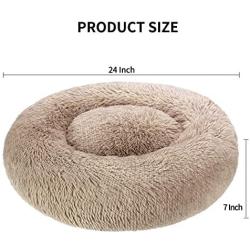 KROSER 24''/32''/40'' Donut Dog Cat Bed Self-Warming & Washable Round Bed Deluxe Soft Plush Cushion Pet Bed