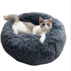 ALLNEO Original Cat and Dog Bed Luxury Shag Fuax Fur Donut Cuddler Round Donut Dog Beds Indoor Pillow Cuddler for Medium Small Dogs