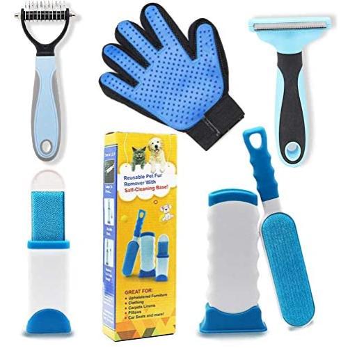 PetHaven Pet Hair Remover Glove & Self Cleaning Fur Remover Lint Remover Brush Bundle- Dog Brush and Cat Brush for Shedding & Undercoat Grooming Bundle,Long Short Pet Hair and Pet Hair Remover for Car