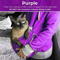 Pet Pouch Hoodie Small Pet Carrier - Dog Cat Pouch Hoodie Sweatshirt Kangaroo Pocket Holder - No Ears - Womens Fit