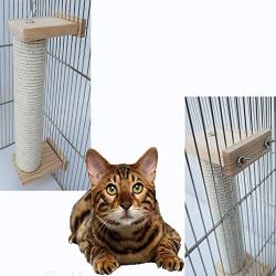 ZARYIEEO Cat Scratching Post, Cage Mounted Cat Activity Tree, Cat Furniture, Claw Scratcher Post Covered with Natural Sisal Rope, Cat House Accessory Scratching Pole for Kitten