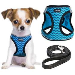 YIMEIS Dog Harness and Leash Set, No Pull Soft Mesh Pet Harness, Reflective Adjustable Puppy Vest for Small Dogs, Cats (XS, Blue)