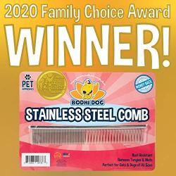 Premium Stainless Steel Metal Comb for Dogs and Cats | Detangler Grooming Brush for Pets with Short and Long Hair | Removes Knots, Tangles, Matted Fur and Knotted Hair