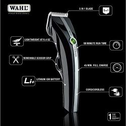 Wahl Professional Animal Motion Pet, Dog, Cat, and Horse Corded / Cordless Clipper Kit (#41885-0435), Black and Silver