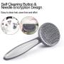 Self Cleaning pet cat Brush for Long Short haired Cats&Dogs,Grooming deshedding Brush for Small or Large Dogs&Cats, Removes Mats, Tangles, Loose Hair and Undercoat Treatment