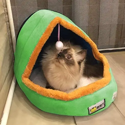 Chenyouwen Pet Beds Great Pet Dog Cat Warm Soft Bed Pet Cushion Dog Kennel Cat Castle Foldable Puppy House with Toy Ball, Size:L(Camel Color) (Color : Green) Chenyouwen Pet Beds Great Pet Dog Cat Warm Soft Bed Pet Cushion Dog Kennel Cat Castle Foldable Puppy House with Toy Ball, Size:L(Camel Color) (Color : Green)