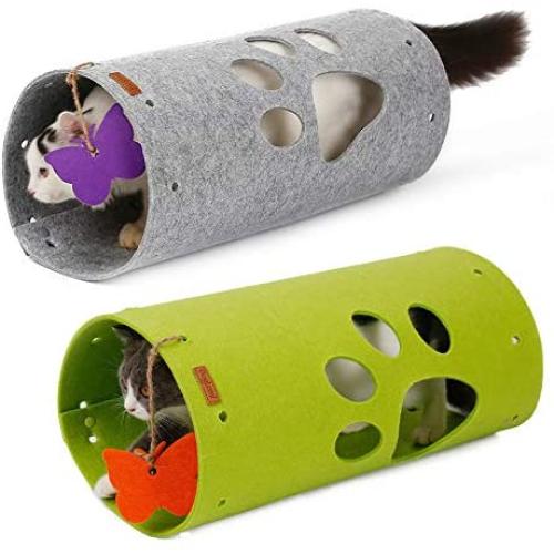 ''N/A'' Cat Tunnel Can Be Used for Indoor Cat Play with Bell Butterfly Toy DIY Stitching