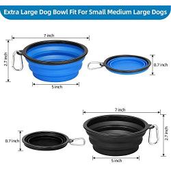 Kytely 2 Pack Extra Large Collapsible Dog Bowls, 34oz Foldable Dog Travel Bowls, Portable Dog Water Food Bowl with Carabiner, Pet Feeding Cup Dish for Traveling, Walking, Parking