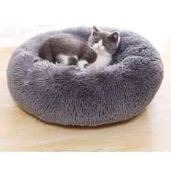 Dog Bed Cat Beds Donut，Soft Plush Pet Cushion，Calm Pet Bed, Comfortable Fur Donut Pillow, Improved Sleep for Cats (Multiple Sizes) (Medium(50cm/19.7inch), Dark Gray)