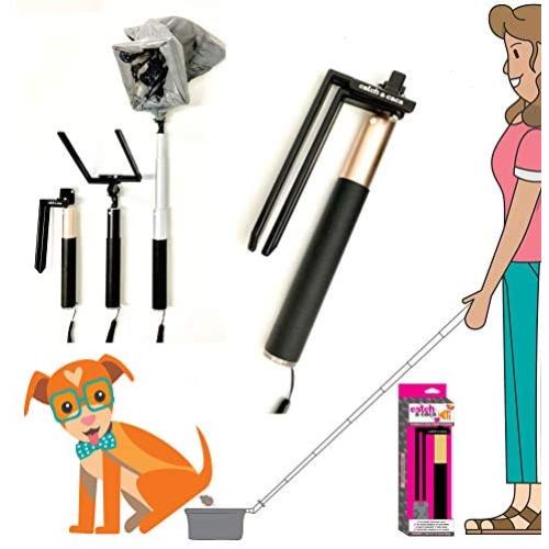 Catch-a-caca: The Pooper Catcher & Scooper. Its Compact, Portable, Light-Weight & Easy to Use.Totally Clean & Adjust Reach from 9” to 33”. Small to Large Dogs. Use Any 9” Wide Poop Bag.