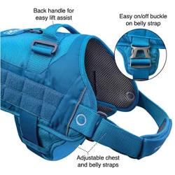 Kurgo MOLLE Dog Harness, MOLLE Vest for Dogs, Service Dog Training Vest, Hiking Harness for Pets, RSG Townie Dog Harness, RSG County Dog Harness, for Small, Medium & Large Dogs