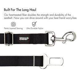 Friends Forever Durable Dog Seatbelt for Carseat, Dog Seat Belt for Vehicle, Tether Attachment to Pet Harness, 20-32 Inches Adjustable Length, Crash Tested Nylon Black, 2-Pack Set