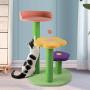 ANMINY 3-Tier 28 Inches Cat Activity Tree with Scratching Posts Pompom Ball Toy Bright Flower Pattern