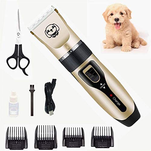 Rainlin Pet Hair Cutting Kit, Low Noise Rechargeable Grooming Hairdressers Tool, Pet Hair Trimmer with Replaceable Ceramic Head