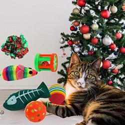 Kole Christmas Cat Stocking, 6 Assorted Toys