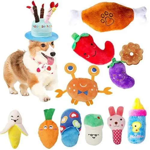 GERW 12 Pieces Dog Squeaky Toys Pack,Cute Pet Plush Toys Puppy Chew Soft Toys for Small Medium Dog Pets GERW 12 Pieces Dog Squeaky Toys Pack,Cute Pet Plush Toys Puppy Chew Soft Toys for Small Medium Dog Pets