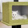 Large Cat Tower, Modern Cat Tree Condo, 2 Spacious House, Green Sofa Cloth Covered, Tall Perch with Raised Edge, Soft Cat Basket, Sisal Scratching Post