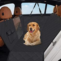 Heeyoo Dog Back Seat Cover, 100% Waterproof Pet Seat Cover with Mesh Visual Window and Storage Pockets, Dog Hammock with Side Flaps