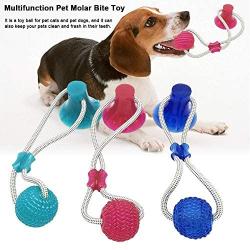 SiNetGuy Multifunction Pet Molar Bite Toy Dog Chew Toys, Self-Playing Rubber Ball Toy with Suction Cup Molar Chew Toy Cleaning Teeth