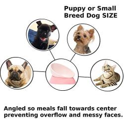 JWPC Bulldog Bowl Anti-Slip Dog Cat Dish Detachable Rubber Dog Bowl Pet Sterile Tilted Pet Feeder Slope Base,Pink