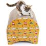 PrimePets Cat Scratcher Cardboard Lounge, Removable Cat Scratching Couch with Catnip and Ball Toys, Reversible Corrugated Cat Scratch Lounge Sofa Bed for Cats Kitty Kitten