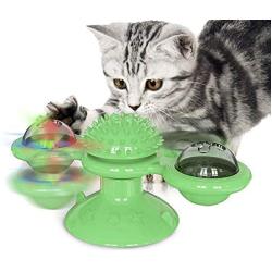 mosa store Pinwheel cat Toy with Led Ball and Catnip Ball, Funny cat Pinwheel Ball, Tickling Sucker Toy Interactive Chewing Toy