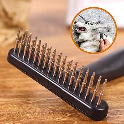 GUGELIVES Dog Comb - Stainless Steel Deshedding and Dematting Undercoat Rake - for Dogs, Cats and Rabbits, Double Row of Teeth, Reduces Shedding, Removes Mattes and Tangles