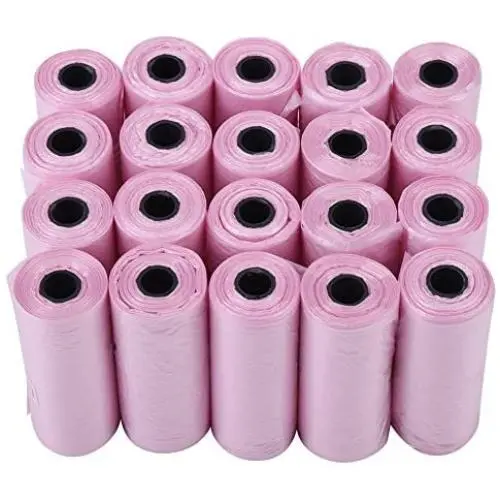 Tangxi 1 Set of 20 Rolls Garbage Bags, Dog Pet Waste Poop Bags, Cat Pets Waste Collection Bag (Pink)