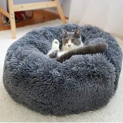 ALLNEO Original Cat and Dog Bed Luxury Shag Fuax Fur Donut Cuddler Round Donut Dog Beds Indoor Pillow Cuddler for Medium Small Dogs