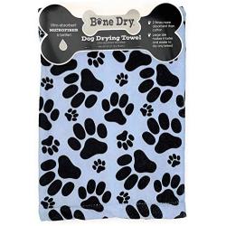 Bone Dry Dog Microfiber Drying Towel Blue w/Dark Blue Paw Prints