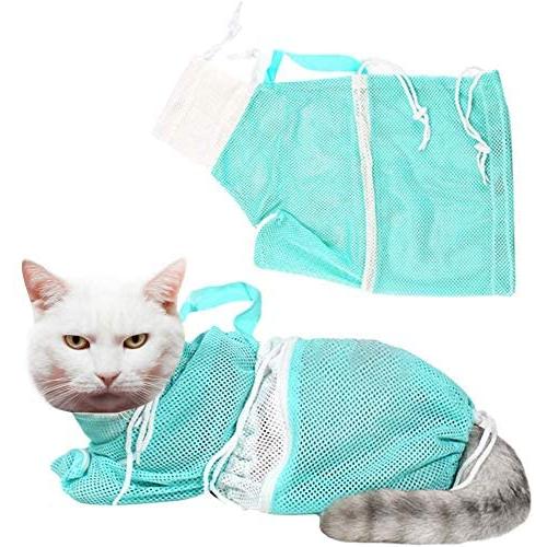 YUN Cat Bathing Mesh Bag Adjustable Multifunctional Breathable Anti-Bite and Anti-Scratch Restraint Bag Cat Washing Shower Bag Cat Bathing Medication Injection Manicure Artifact