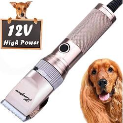 HANSPROU Dog Shaver Clippers High Power Dog Clipper for Thick Heavy Coats Low Noise Plug-in Pet Trimmer Pet Professional Grooming Clippers with Guard Combs Brush for Dogs Cats and Other Animals