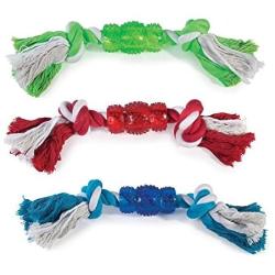 Grriggles Rope N Rubber Hard Bones Dog Toy 10'' Long Durable Tough Tugging Chew Dogs Toys