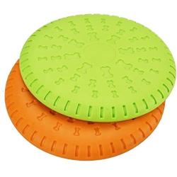 Gear4Petz Dog Frisbee, Rubber Flyer Dog Flying Disc Dog Toys, 100% Natural Non-toxic Rubber, 9 Inch Large，2 in 1 pack, Orange and Green