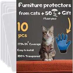 Cat Furniture Protector 10 Pack - Cat Scratch Furniture Protector, Furniture Protectors from Cats, Couch Protectors from Cats Scratching, Furniture Protection from Cat Scratching, Includes Cat Glove