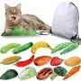 16 Pieces Cat Catnip Toys Set Interactive Cat Playing Toys Cat Chewing Toys Cat Teeth Cleaning Toys Cat Entertainment Toys with Convenient Storage Bag for Pet Cat Kitten Playing Chewing and Teething