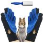 EJG New Version 1 Pair Pet Grooming Gloves with Hair Removal Brush, Deshedding Gloves to Brush and Remove Pet Hair, Dematter Deshedder for Dog, Cat, Horse with Long & Short Fur