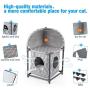 isYoung Cat House, 2 Tier Assemblable Cat Condo, 2-Story Cat Bed Washable Linen Easy Installation and Disassembly with Cat Toy (Grey)