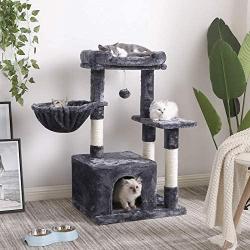 BEWISHOME Large Cat Tree Condo Bundle with Small Cat Tower with Sisal Scratching Posts Perches Houses Cat Furniture Kitty Activity Center Kitten Play House MMJ0311