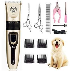 WIVIC Dog Clippers, Low Noise Dogs Grooming Clippers USB Rechargeable Pet Grooming Tool Professional Dog Hair Trimmer with Comb Guides Scissors Nail Kits for Dogs Cats & Other