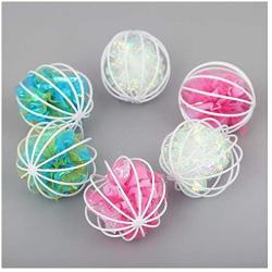 Pudwy 1 pc Cute Funny Candy Color Cat Ball Toy Interactive Crinkle Ball in Cage Cat Play Ball Cat Teaser Cat Ball Toy Pet Supplies