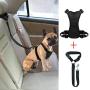 BWOGUE Dog Safety Vest Harness with Seat Belt Strap Car Headrest Restraint Pet Dog Adjustable Nylon Mesh Harness Travel Strap Seatbelts Harness