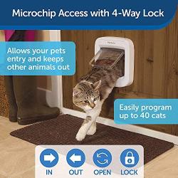 Medium Cat Door (Outer Size 7.4'' x 7.8''x1''), 4 Way Locking Cat Flap Door for Interior Exterior Doors, Weatherproof Pet Doors for Cats & Doggie with Circumference < 23'', Coffee