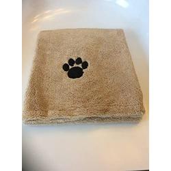 Butler in the Home Dog Drying Towel Paw Print 34'' x 25'' Super Absorbent Includes Bonus 2 Pack of Travel Portable Dog Food Bowls