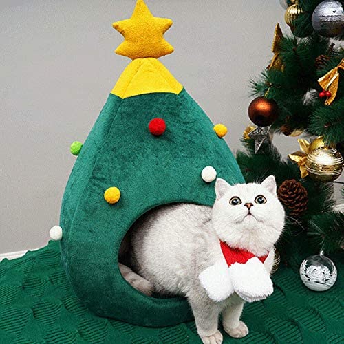 Petlex Pet Cave Bed Covered Cat Bed Puppy Tent House, Warm Sleeping Cave Pet Bed for Cats Small Dogs, Soft Cat Nest with Removable Cushion Washable, Cozy Cave Cat Bed Burrow Dog Bed
