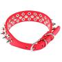 Dogs Kingdom 10''-24'' Length Soft Leather Mushrooms Rivet and Spikes Studded Adjustable Buckle Pet Puppy Dog Collar for Small Medium Large Dogs Breeds