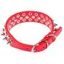Dogs Kingdom 10''-24'' Length Soft Leather Mushrooms Rivet and Spikes Studded Adjustable Buckle Pet Puppy Dog Collar for Small Medium Large Dogs Breeds