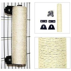 Tieesa Cat Scratching Post, Wall Mounted Cat Scratching Pole Made by Natural Sisal Designed for Cat Cage Grinding Claws, Cat Toy Cat Furniture