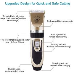 Professional Dog Grooming Clippers, Rechargeable Cordless Dog Clippers for Thick Coats Heavy Duty, Low Noise Dog Grooming Kit with 4 Guide Combs, Animal Clippers Heavy Duty for Dogs Cats Other Pets