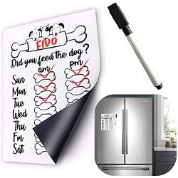 Did You Feed The Dog Fish Cat Pet Feeding Reminder Magnetic Whiteboard Calendar Food Tracker Sticker Fridge Magnets AM/PM Daily Indication Chart Feed Your Pets with Magnetic Pencil